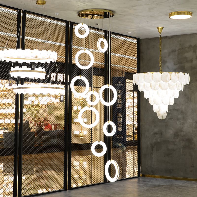 Alabaster Staircase Chandelier Light