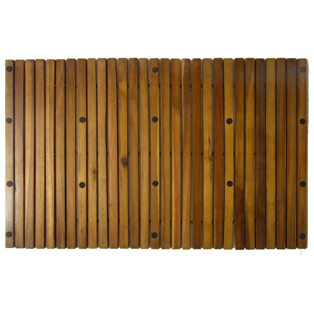 vidaXL Bathmat Set Acacia Hardwood with Rubber Backing Bathroom Runner Mats for Bath and Sauna Areas