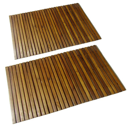 vidaXL Bathmat Set Acacia Hardwood with Rubber Backing Bathroom Runner Mats for Bath and Sauna Areas