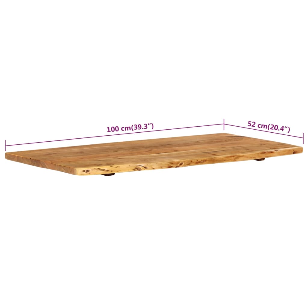 vidaXL Bathroom Countertop Solid Acacia Wood Vanity Top with Live Edges Wooden Worktop Rustic Style