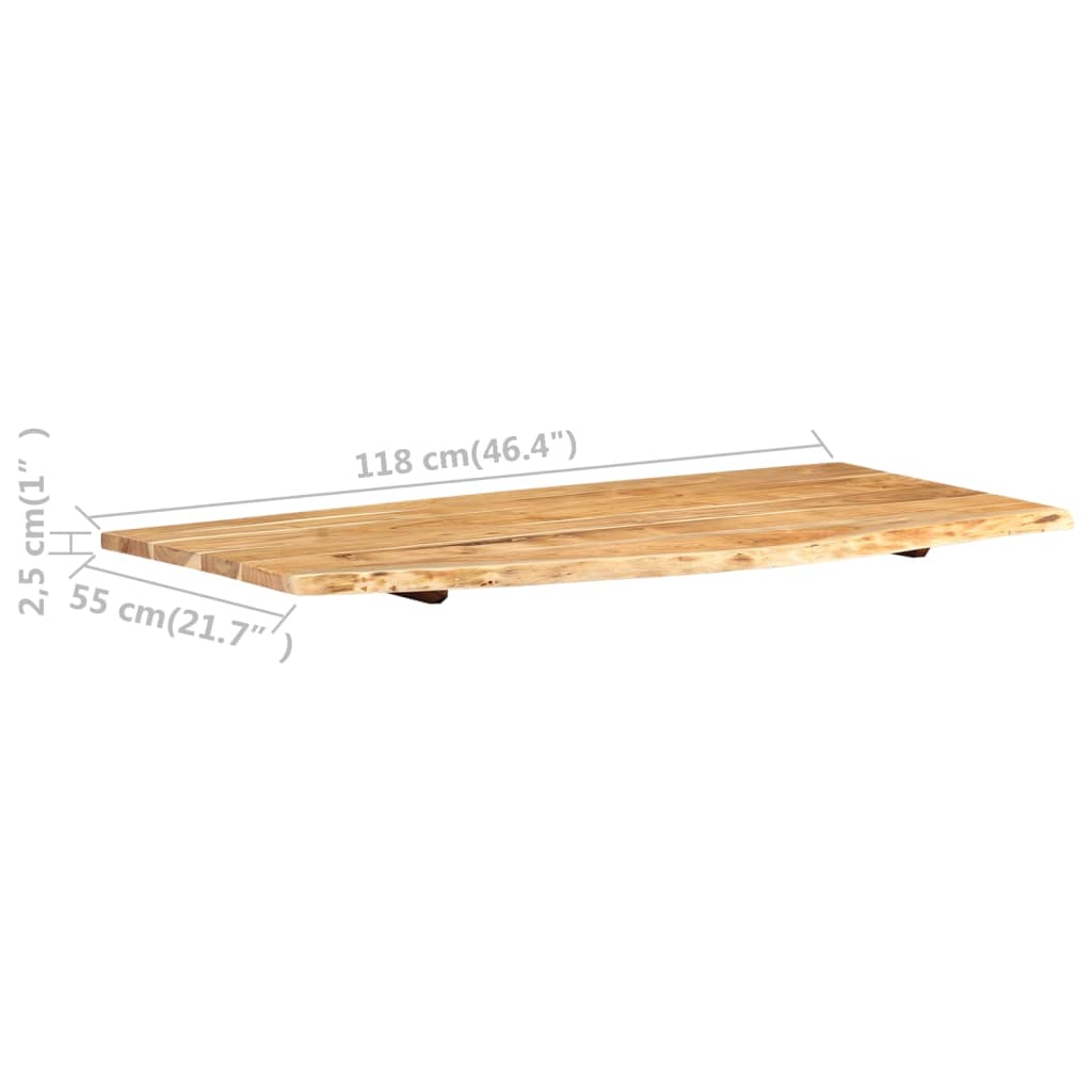 vidaXL Bathroom Countertop Solid Acacia Wood Vanity Top with Live Edges Wooden Worktop Rustic Style