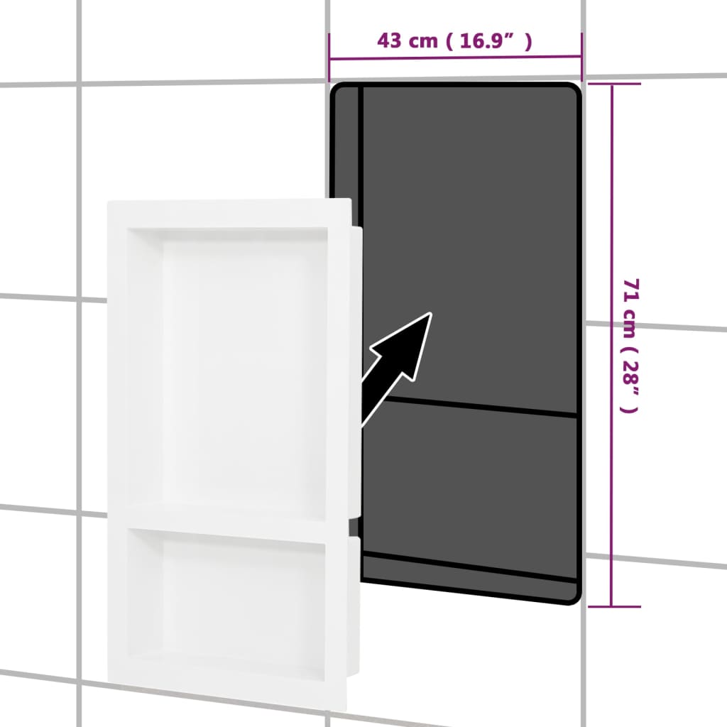 vidaXL Shower Niche 2 Compartments White