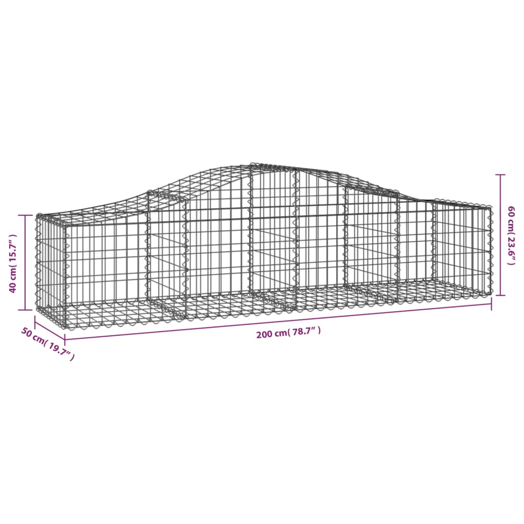 vidaXL Arched Gabion Basket Planter Galvanized Iron Outdoor Garden Wall Decorative Stone Cage Planter