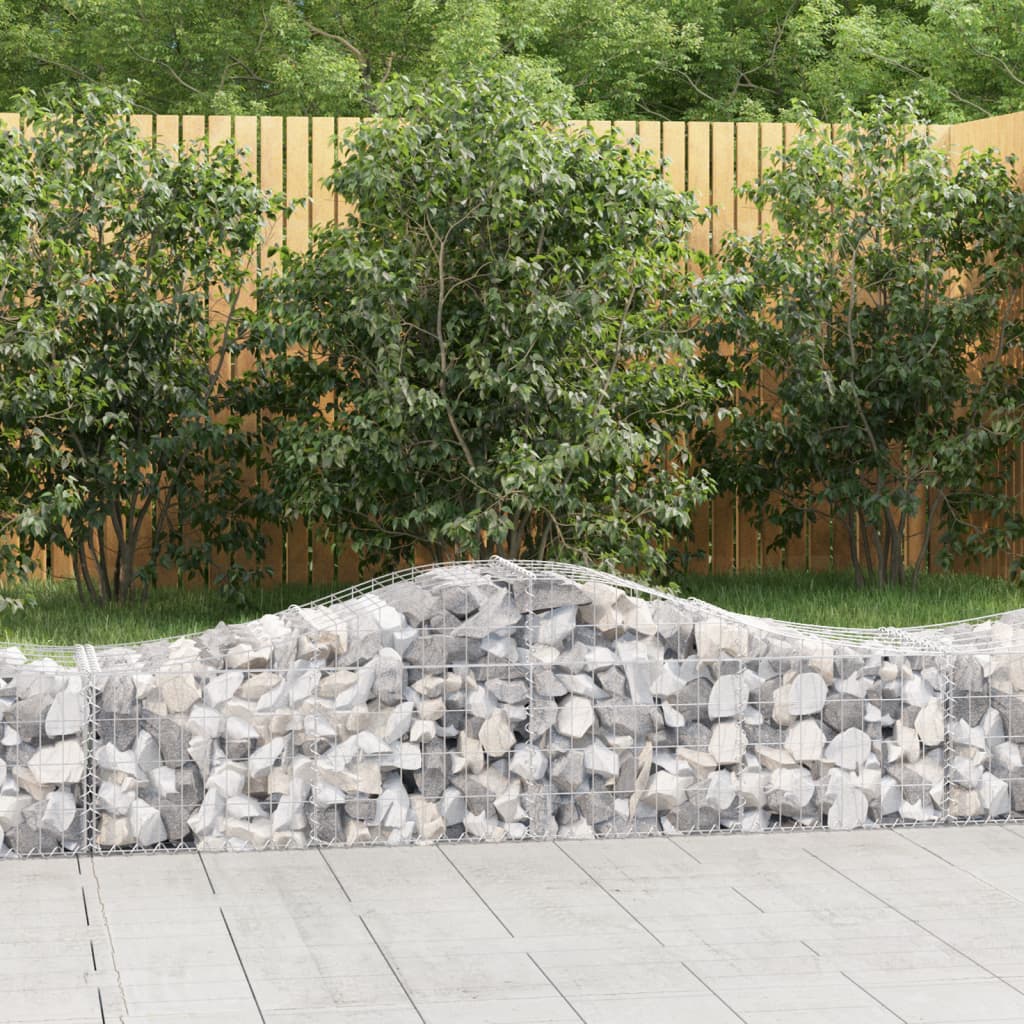 vidaXL Arched Gabion Basket Planter Galvanized Iron Outdoor Garden Wall Decorative Stone Cage Planter