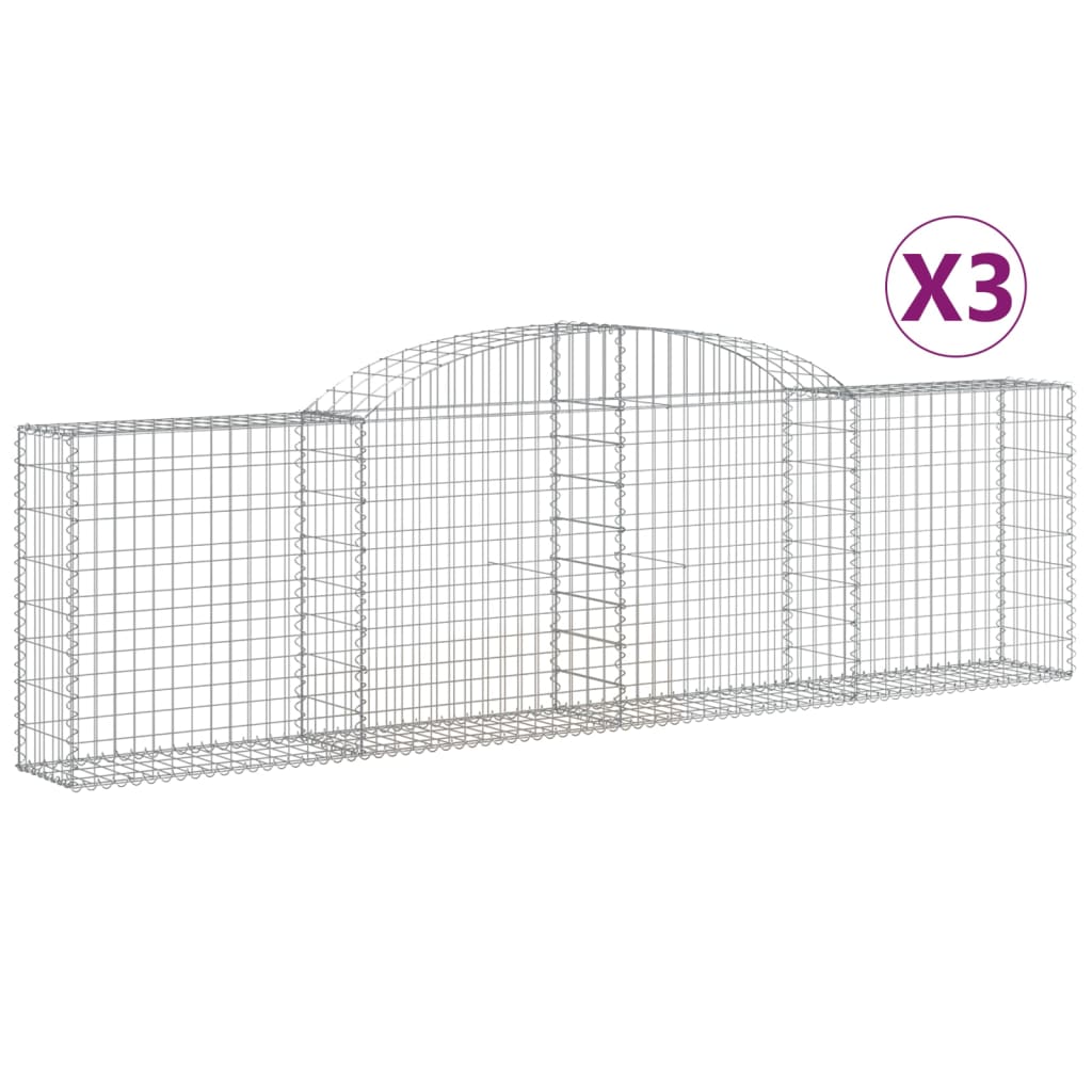 vidaXL Arched Gabion Baskets 3-Piece Set
