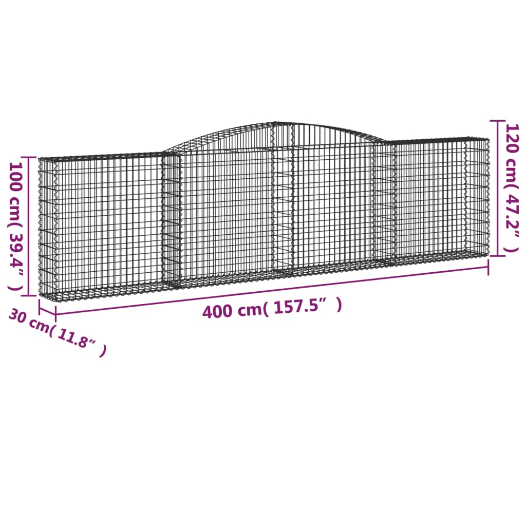 vidaXL Arched Gabion Baskets 8-Piece Set