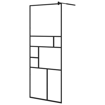 vidaXL Walk-In Shower Wall with Shelf Black 31.5x76.8 in ESG Glass Aluminum Frame Modern Bathroom Screen