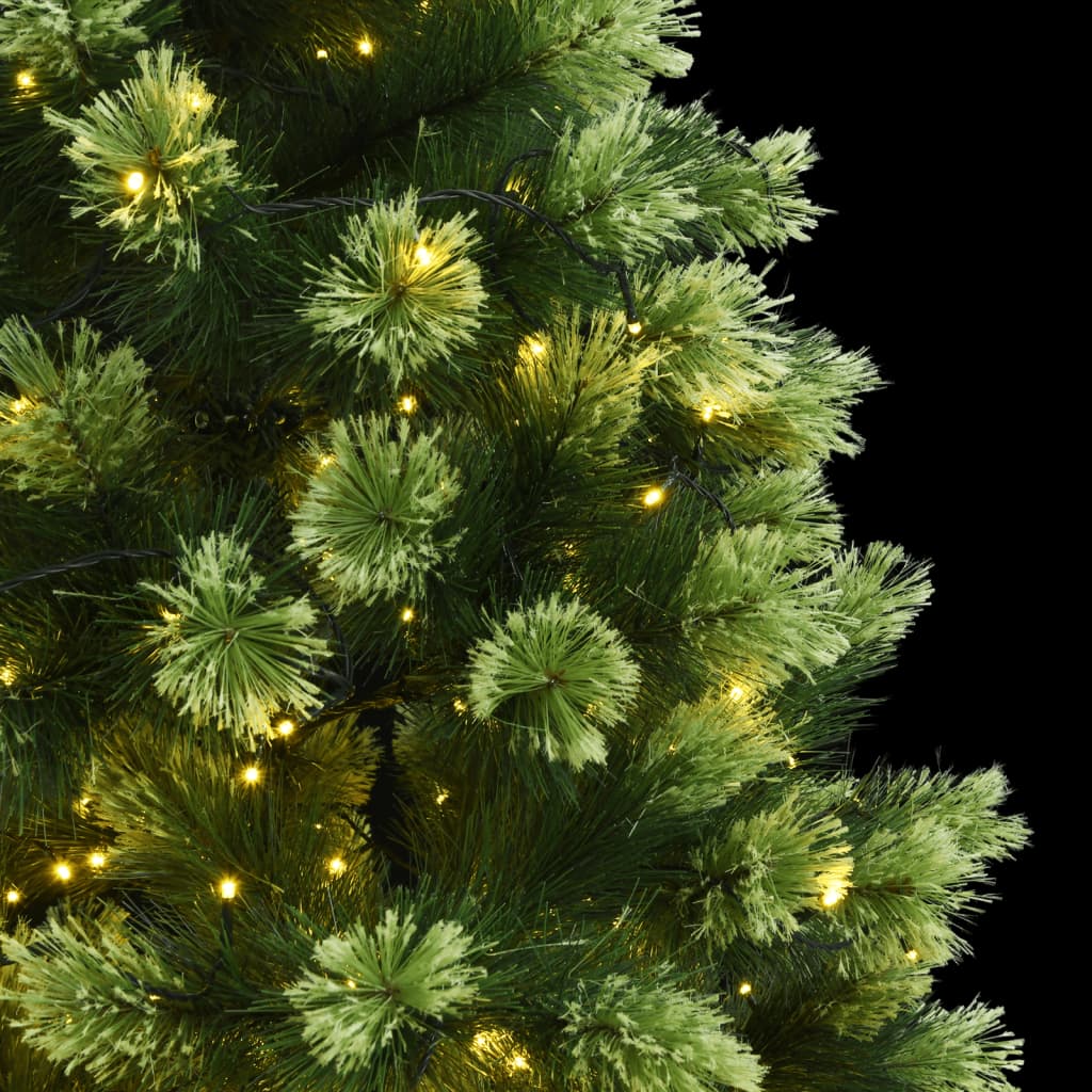 vidaXL Artificial Hinged Christmas Tree 82.7 in with 300 LEDs Multiple Lighting Modes Metal Stand Holiday Decor