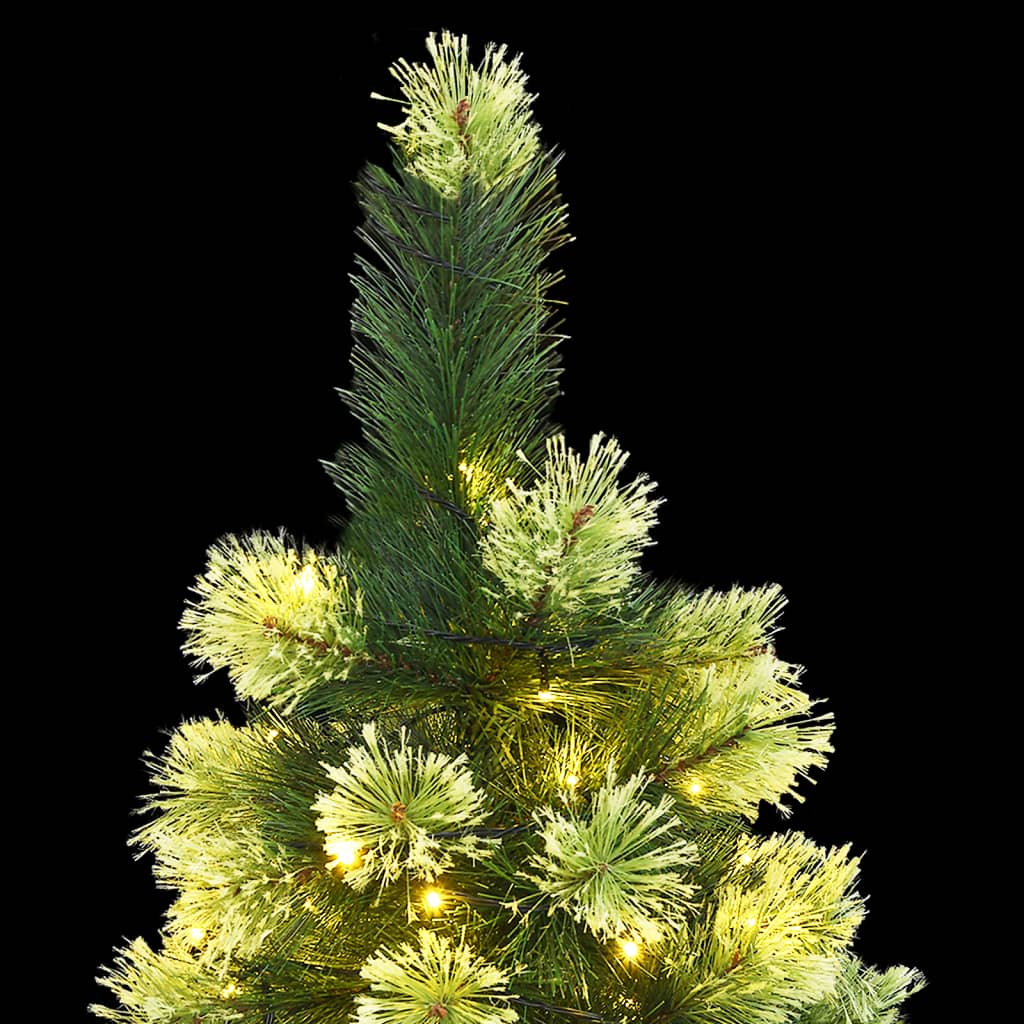 vidaXL Artificial Hinged Christmas Tree 82.7 in with 300 LEDs Multiple Lighting Modes Metal Stand Holiday Decor