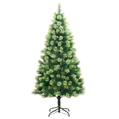 vidaXL Artificial Hinged Christmas Tree 82.7 in with 300 LEDs Multiple Lighting Modes Metal Stand Holiday Decor