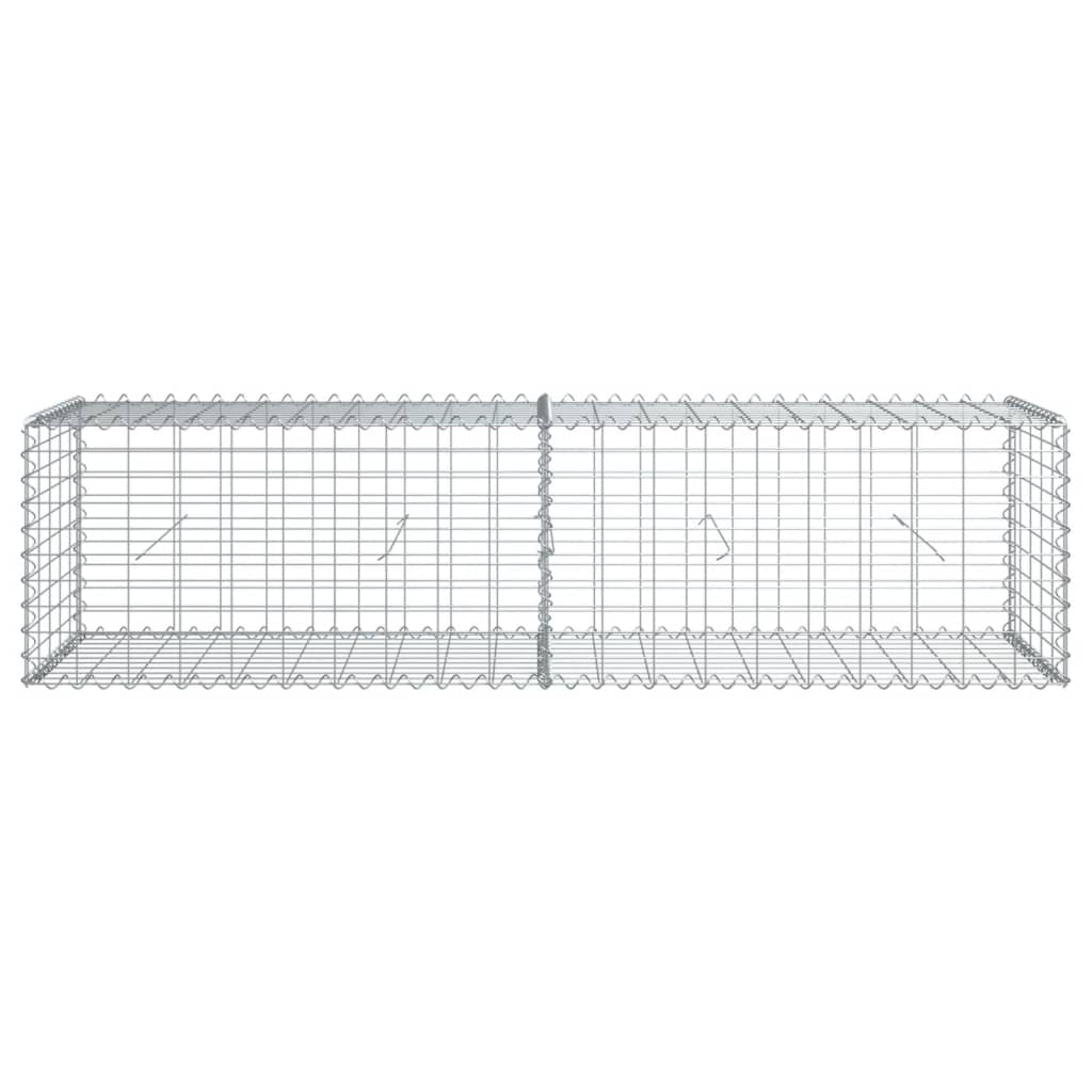 vidaXL Gabion Basket with Cover 39.4x19.7x39.4 in Galvanized Iron Outdoor Landscaping Stone Cage