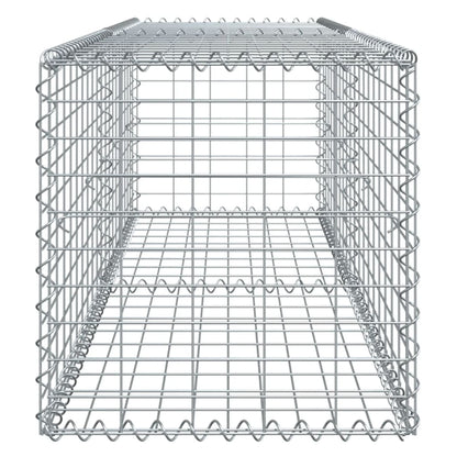 vidaXL Gabion Basket with Cover 39.4x19.7x39.4 in Galvanized Iron Outdoor Landscaping Stone Cage