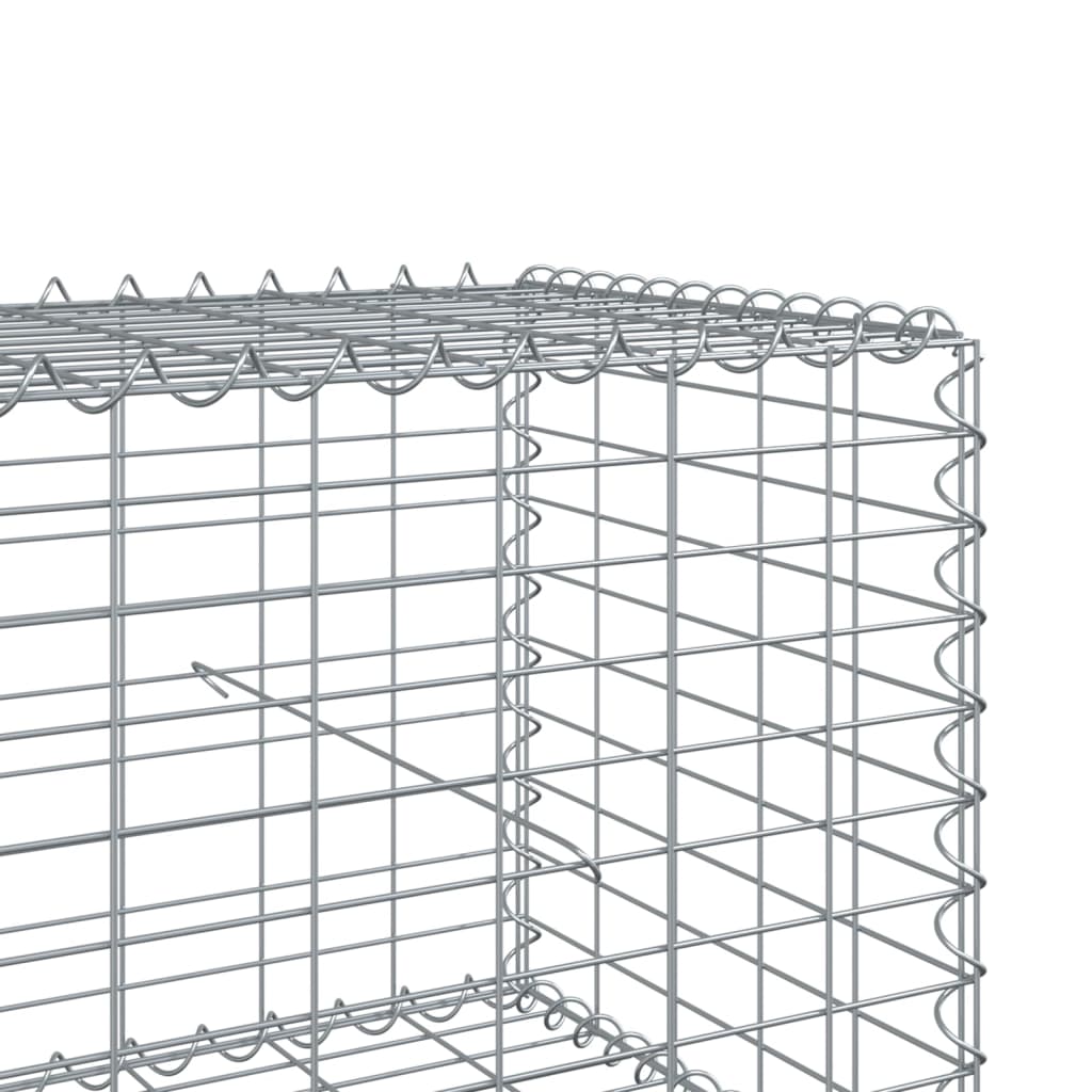 vidaXL Gabion Basket with Cover 39.4x19.7x39.4 in Galvanized Iron Outdoor Landscaping Stone Cage