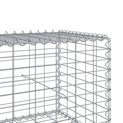 vidaXL Gabion Basket with Cover 39.4x19.7x39.4 in Galvanized Iron Outdoor Landscaping Stone Cage