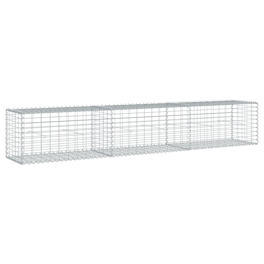 vidaXL Gabion Basket with Cover 39.4x19.7x39.4 in Galvanized Iron Outdoor Landscaping Stone Cage