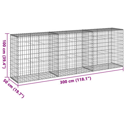 vidaXL Gabion Basket with Cover 39.4x19.7x39.4 in Galvanized Iron Outdoor Landscaping Stone Cage