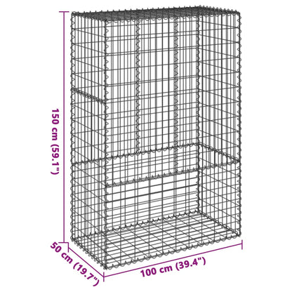 vidaXL Gabion Basket with Cover 39.4x19.7x39.4 in Galvanized Iron Outdoor Landscaping Stone Cage