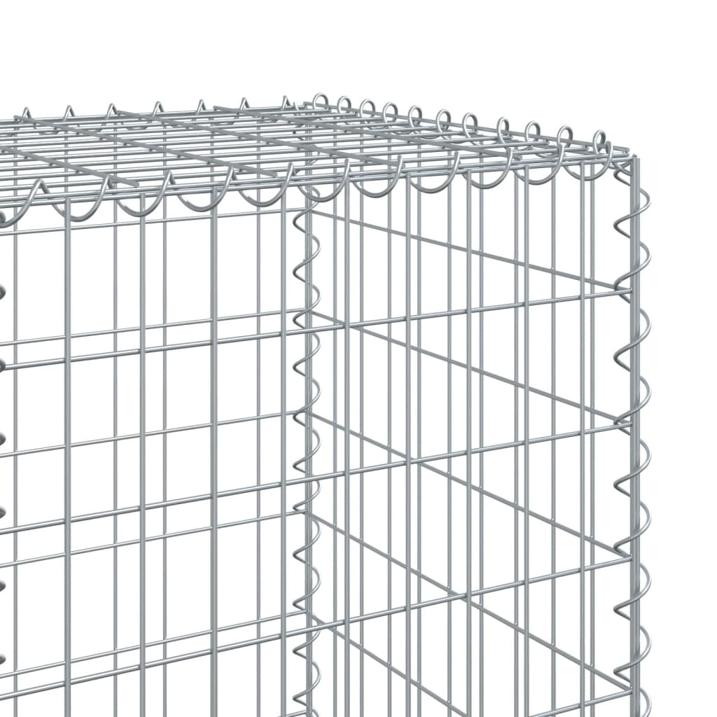 vidaXL Gabion Basket with Cover 39.4x19.7x39.4 in Galvanized Iron Outdoor Landscaping Stone Cage