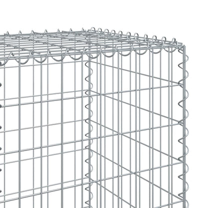 vidaXL Gabion Basket with Cover 39.4x19.7x39.4 in Galvanized Iron Outdoor Landscaping Stone Cage