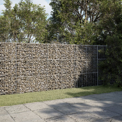 vidaXL Gabion Basket with Cover 39.4x19.7x39.4 in Galvanized Iron Outdoor Landscaping Stone Cage