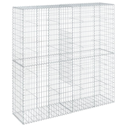 vidaXL Gabion Basket with Cover 39.4x19.7x39.4 in Galvanized Iron Outdoor Landscaping Stone Cage