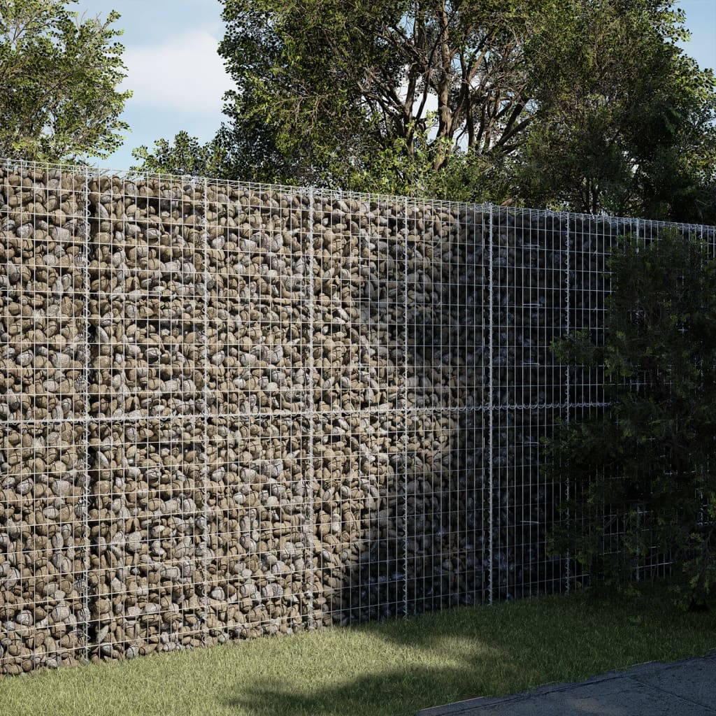 vidaXL Gabion Basket with Cover 39.4x19.7x39.4 in Galvanized Iron Outdoor Landscaping Stone Cage