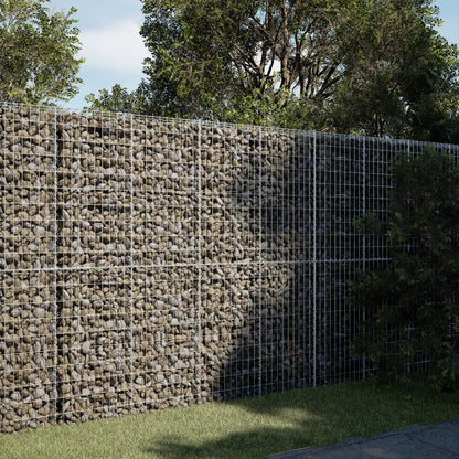 vidaXL Gabion Basket with Cover 39.4x19.7x39.4 in Galvanized Iron Outdoor Landscaping Stone Cage