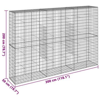 vidaXL Gabion Basket with Cover 39.4x19.7x39.4 in Galvanized Iron Outdoor Landscaping Stone Cage
