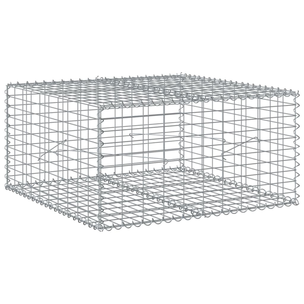vidaXL Gabion Basket with Cover 39.4x19.7x39.4 in Galvanized Iron Outdoor Landscaping Stone Cage