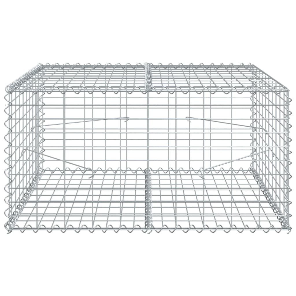 vidaXL Gabion Basket with Cover 39.4x19.7x39.4 in Galvanized Iron Outdoor Landscaping Stone Cage