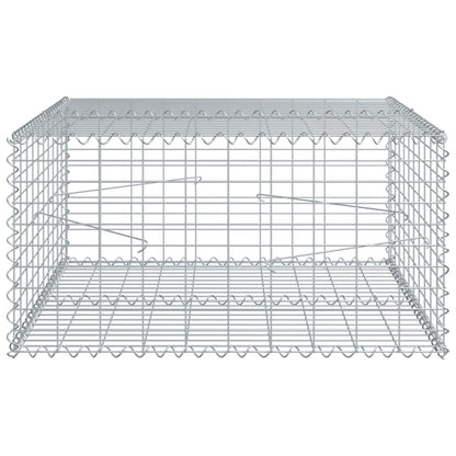 vidaXL Gabion Basket with Cover 39.4x19.7x39.4 in Galvanized Iron Outdoor Landscaping Stone Cage