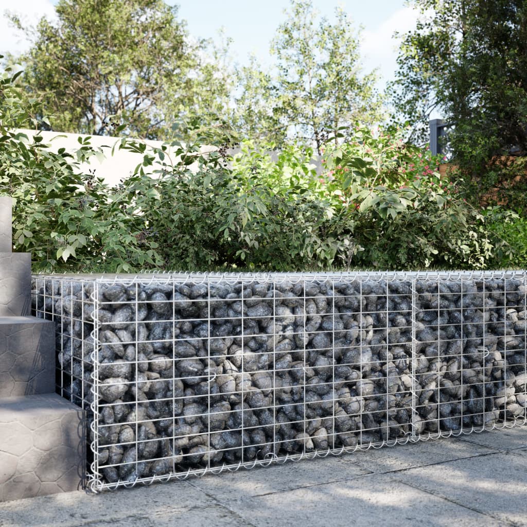 vidaXL Gabion Basket with Cover 39.4x19.7x39.4 in Galvanized Iron Outdoor Landscaping Stone Cage
