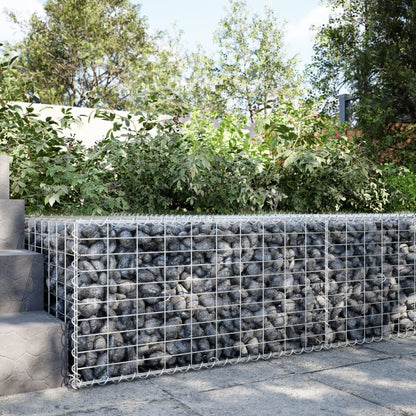 vidaXL Gabion Basket with Cover 39.4x19.7x39.4 in Galvanized Iron Outdoor Landscaping Stone Cage