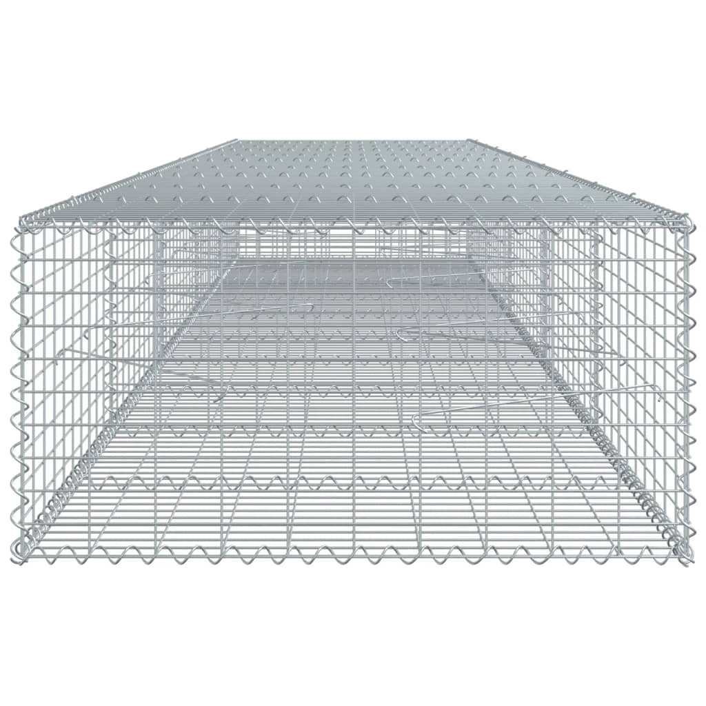 vidaXL Gabion Basket with Cover 39.4x19.7x39.4 in Galvanized Iron Outdoor Landscaping Stone Cage