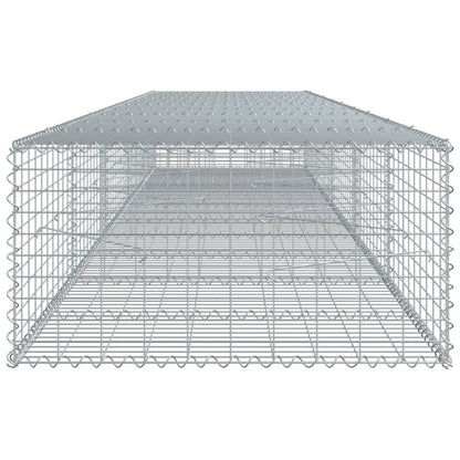 vidaXL Gabion Basket with Cover 39.4x19.7x39.4 in Galvanized Iron Outdoor Landscaping Stone Cage