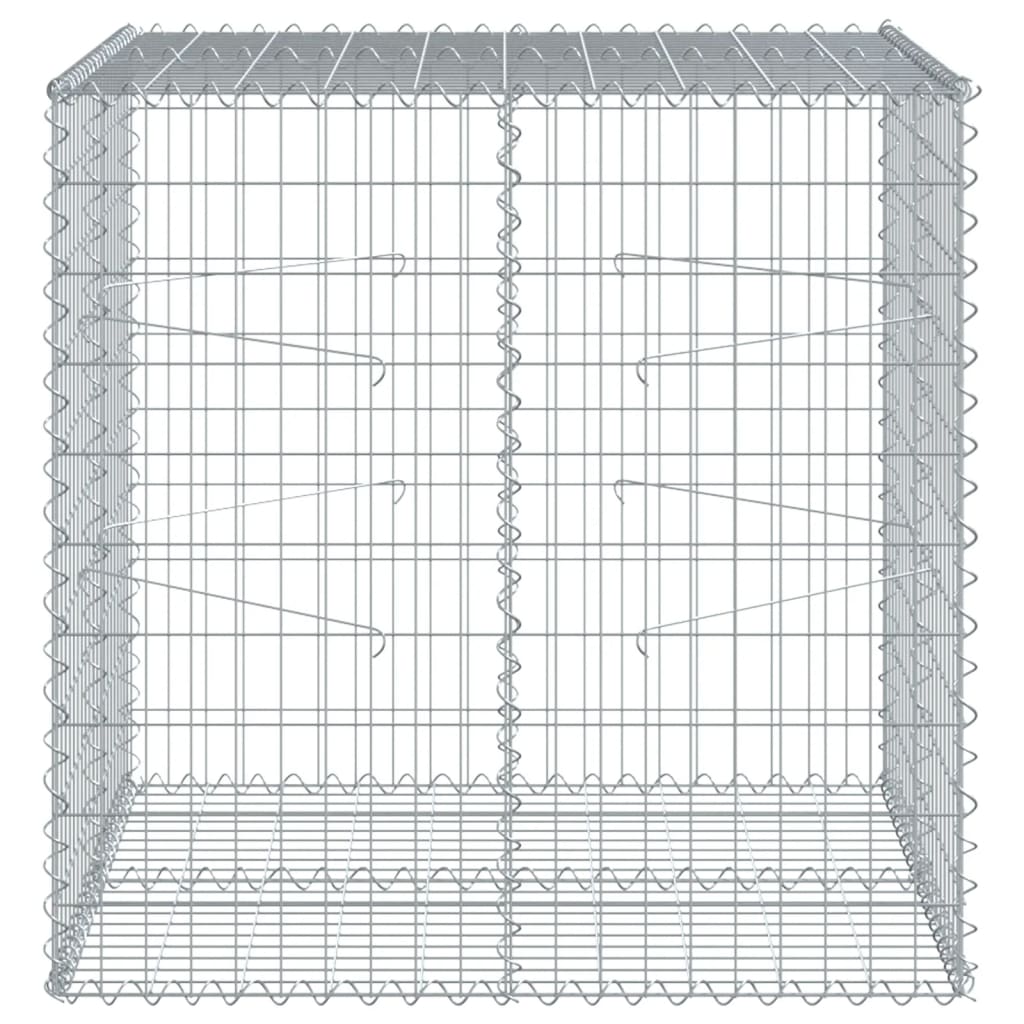 vidaXL Gabion Basket with Cover 39.4x19.7x39.4 in Galvanized Iron Outdoor Landscaping Stone Cage