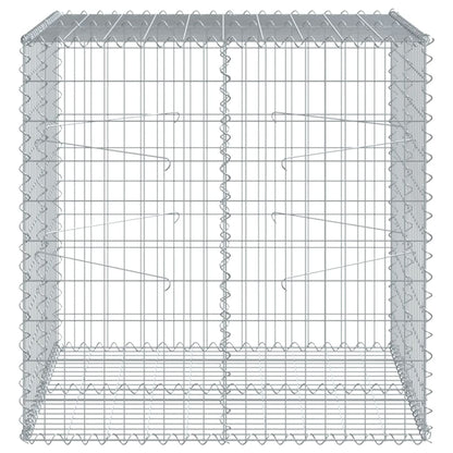 vidaXL Gabion Basket with Cover 39.4x19.7x39.4 in Galvanized Iron Outdoor Landscaping Stone Cage