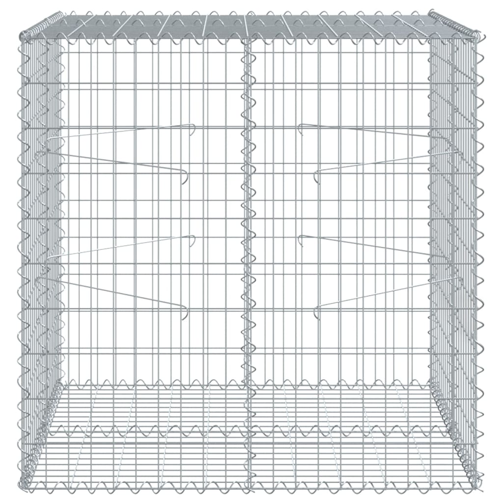 vidaXL Gabion Basket with Cover 39.4x19.7x39.4 in Galvanized Iron Outdoor Landscaping Stone Cage