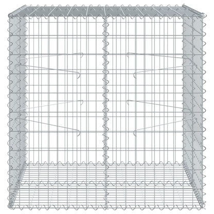 vidaXL Gabion Basket with Cover 39.4x19.7x39.4 in Galvanized Iron Outdoor Landscaping Stone Cage