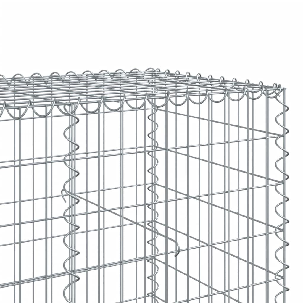 vidaXL Gabion Basket with Cover 39.4x19.7x39.4 in Galvanized Iron Outdoor Landscaping Stone Cage
