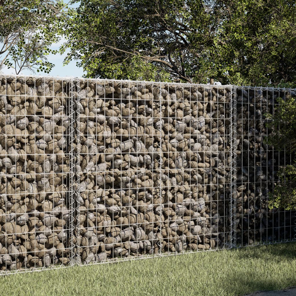 vidaXL Gabion Basket with Cover 39.4x19.7x39.4 in Galvanized Iron Outdoor Landscaping Stone Cage