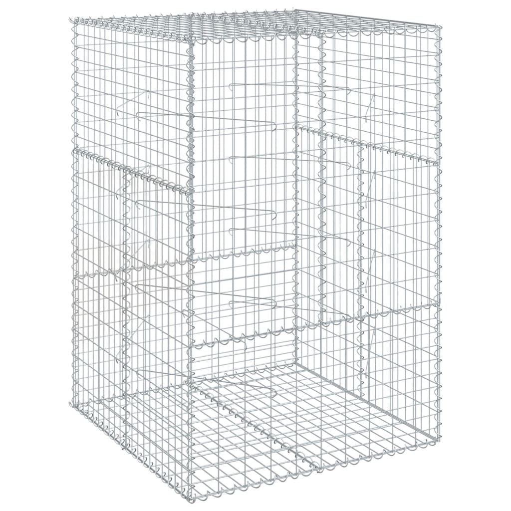 vidaXL Gabion Basket with Cover 39.4x19.7x39.4 in Galvanized Iron Outdoor Landscaping Stone Cage