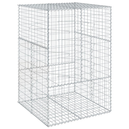 vidaXL Gabion Basket with Cover 39.4x19.7x39.4 in Galvanized Iron Outdoor Landscaping Stone Cage