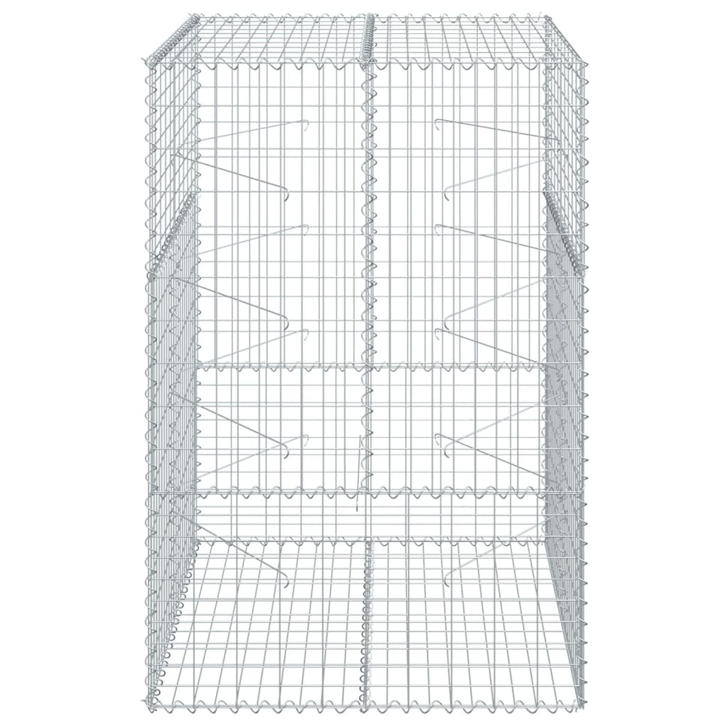vidaXL Gabion Basket with Cover 39.4x19.7x39.4 in Galvanized Iron Outdoor Landscaping Stone Cage