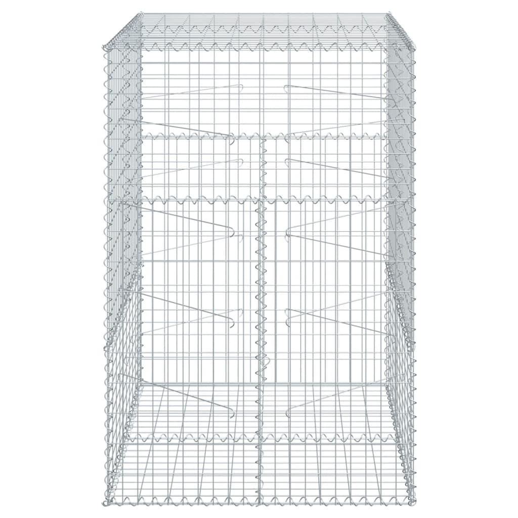 vidaXL Gabion Basket with Cover 39.4x19.7x39.4 in Galvanized Iron Outdoor Landscaping Stone Cage