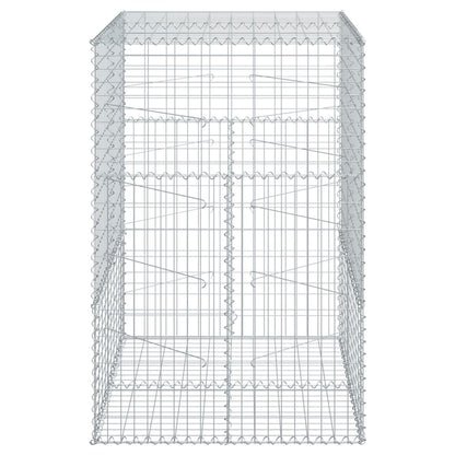 vidaXL Gabion Basket with Cover 39.4x19.7x39.4 in Galvanized Iron Outdoor Landscaping Stone Cage