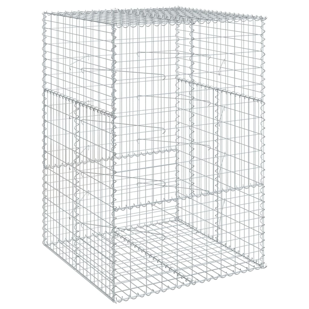 vidaXL Gabion Basket with Cover 39.4x19.7x39.4 in Galvanized Iron Outdoor Landscaping Stone Cage