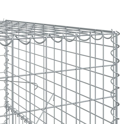 vidaXL Gabion Basket with Cover 39.4x19.7x39.4 in Galvanized Iron Outdoor Landscaping Stone Cage