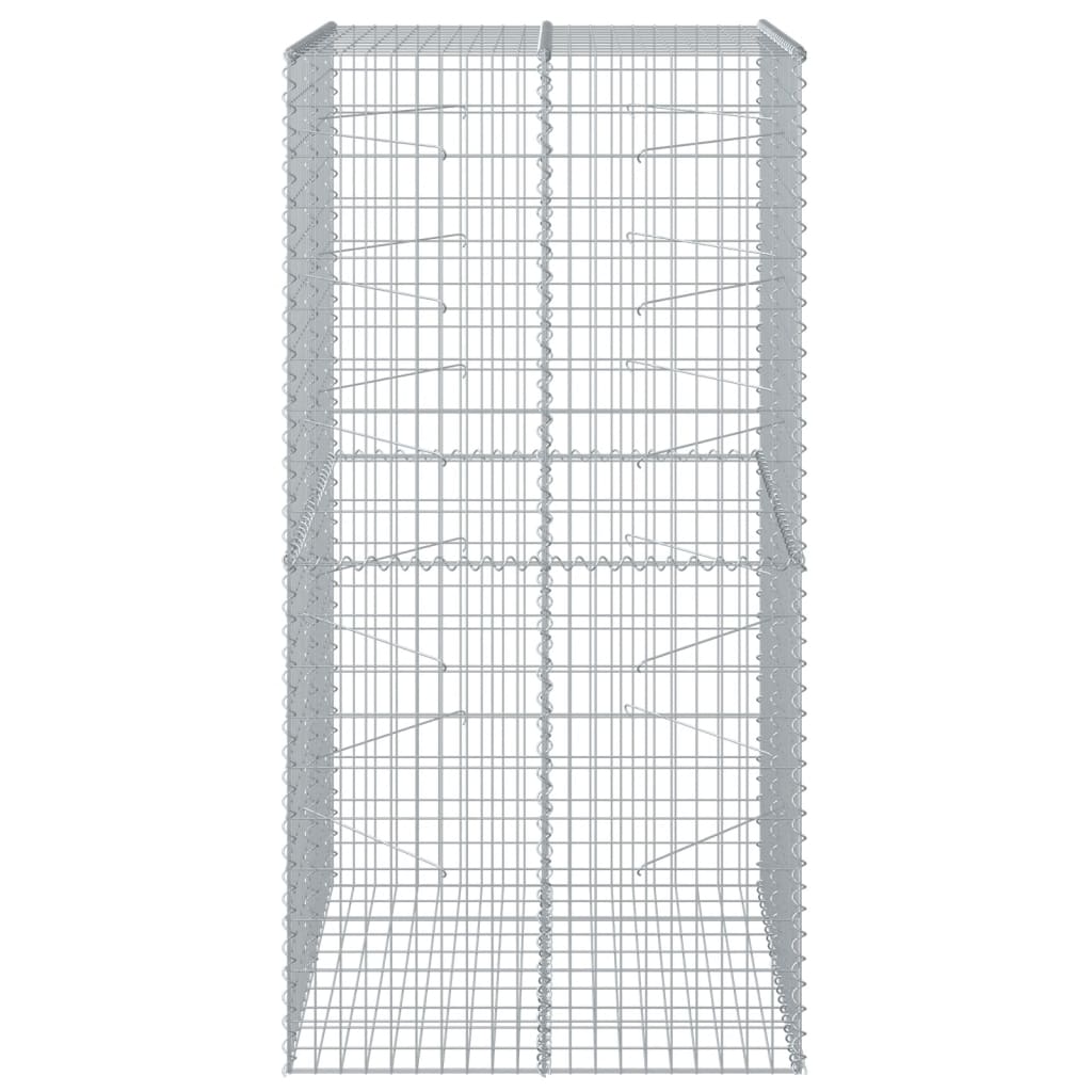 vidaXL Gabion Basket with Cover 39.4x19.7x39.4 in Galvanized Iron Outdoor Landscaping Stone Cage