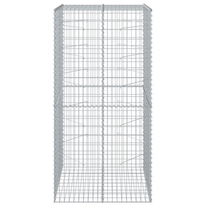 vidaXL Gabion Basket with Cover 39.4x19.7x39.4 in Galvanized Iron Outdoor Landscaping Stone Cage